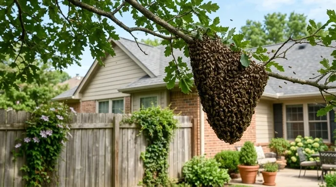 Bee swarm on branch